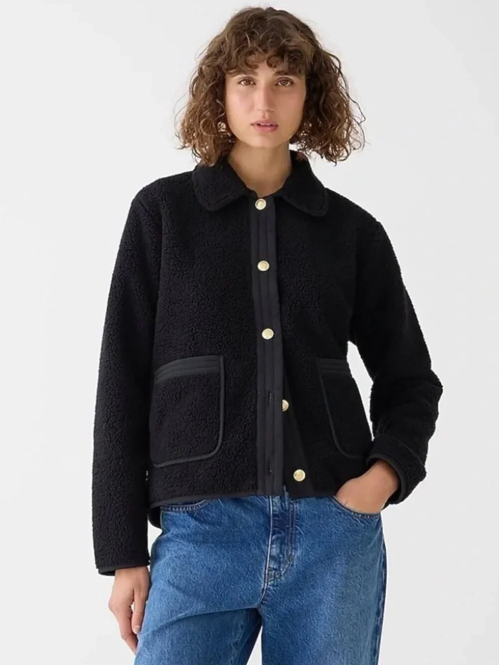 J. Crew Teddy Sherpa Lady Jacket in Black Size Small NWT